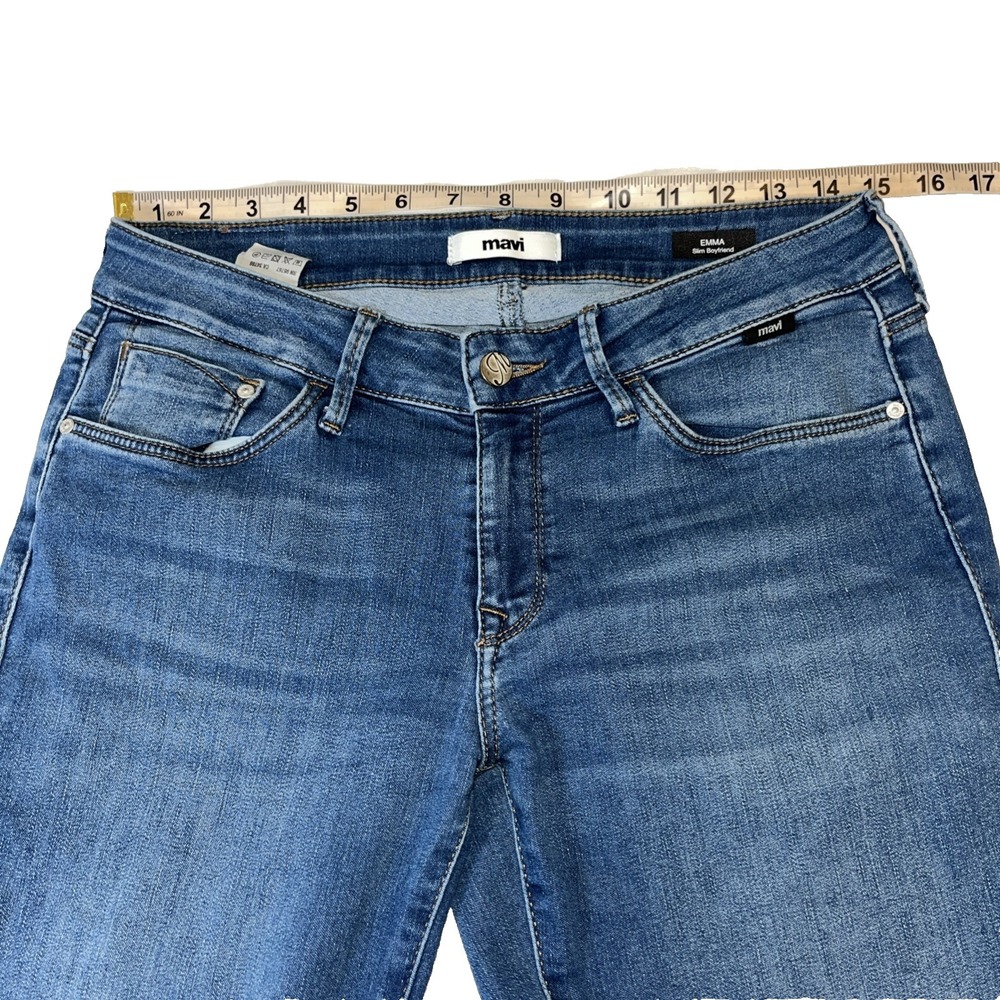 Mavi Jeans Emma Slim Boyfriend Jeans Womens 28x32 Blue Denim Low Rise - Picture 3 of 8